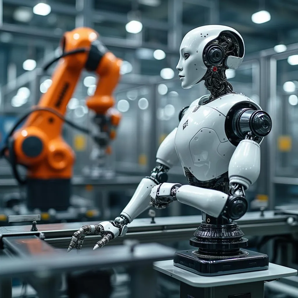 AI 机器人在生产线工作